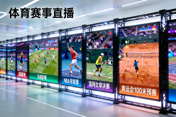 多屏幕体育赛事直播画面同时播放场景